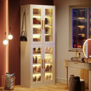 Axyaa 8-Tier Shoe Cabinet with Acrylic Doors, LED Lights, and Adjustable Shelves