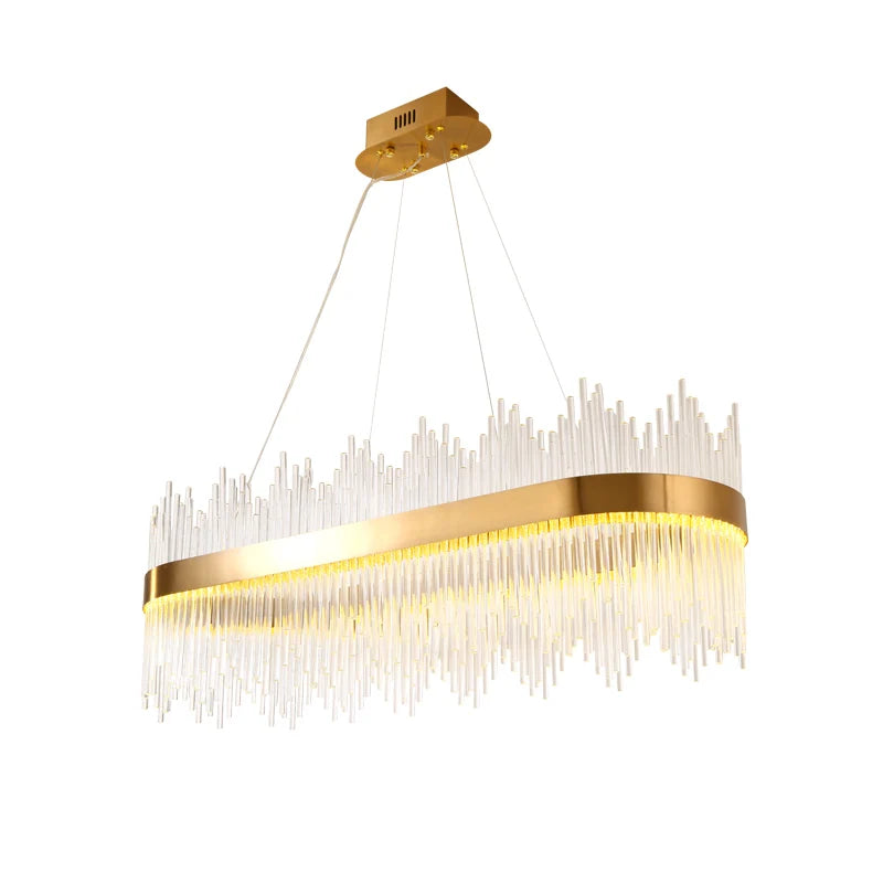 Luxury Glass LED Chandelier by Axyaa: Gold Metal Dimmable Pendant Lamp