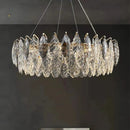 Axyaa Smoky Gray Crystal Round Chandelier LED Light Fixture for Modern Luxury Living Room