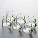 Axyaa Glass Teacup Set, Master Quality, Heat-Resistant, Kung Fu Tea Cup with Handle