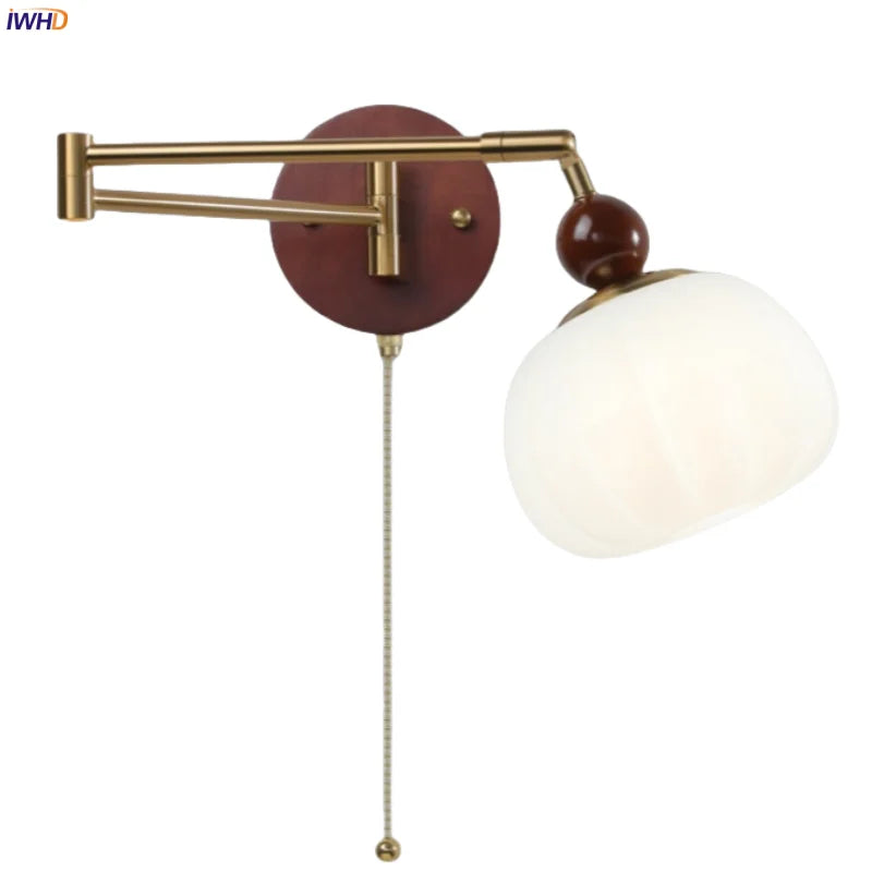 Axyaa White Pumpkin LED Wall Light - Swing Arm Nordic Modern Wandlamp