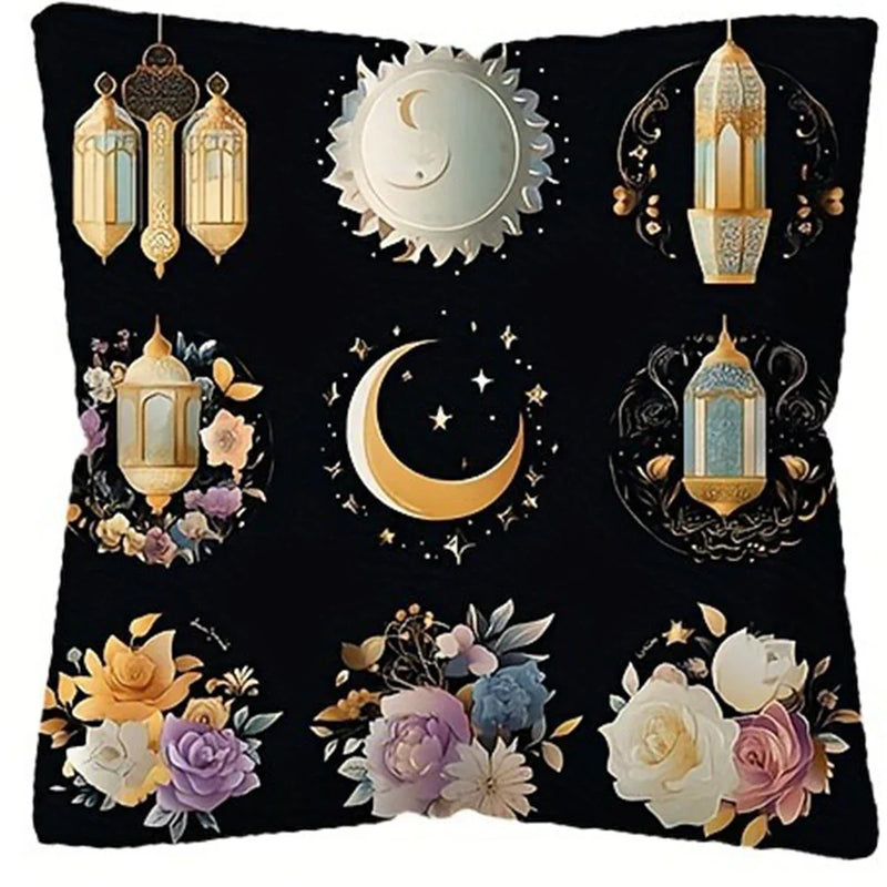 Axyaa Ramadan Floral Crescent Moon Fasting Lamp Pillowcase