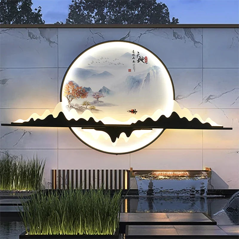 Axyaa Circular LED Mural Lamp for Outdoor Villa Garden Decoration