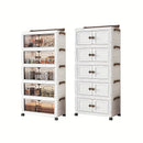 Axyaa 3-5 Tier Storage Cart - Wide Foldable Rolling Cabinet for Home Organization