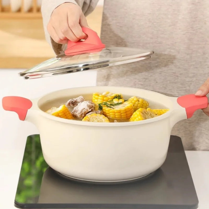 Axyaa 24cm Soup Pot Non Stick Large Capacity Stewing Pot Kitchen Accessory