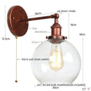 Axyaa Glass Globe LED Wall Light - Rustic Vintage Industrial Mirror Fixture