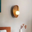 Wooden Wall Mounted Lamp with Glass Lampshade - Axyaa Vintage LED Light Fixture