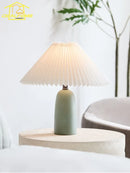 Axyaa Ceramic Table Lamp LED E27 Minimalist Nordic Design for Romantic Bedroom Ambiance