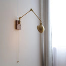 Axyaa Copper LED Swing Arm Wall Light Fixture Nodic Walnut Design