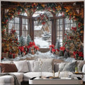 Axyaa Winter Wonderland Christmas Tapestry: Festive Home & Outdoor Decor