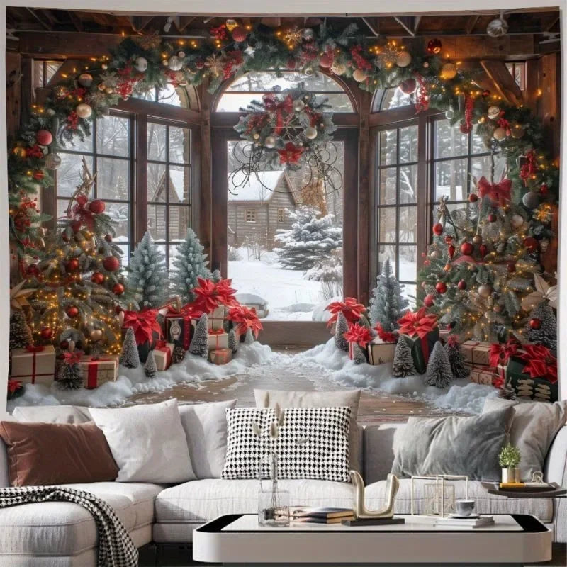 Axyaa Winter Wonderland Christmas Tapestry: Festive Home & Outdoor Decor