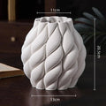 Axyaa Geometric Circle Ceramic Vase - White Streak Design - Handcrafted Floral Accessories