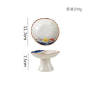 Axyaa Ceramic Dessert Plate Set of 2 High Foot Sushi Snack Tableware