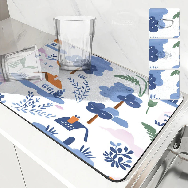 Axyaa Cartoon Building Kitchen Drying Mat