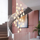 Axyaa Magnolia Chandelier: Luxury Ceramic Duplex Staircase LED Light for Living and Dining Rooms