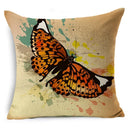 Axyaa Linen Butterfly Cushion Cover 45x45cm - Decorative Pillow Case for Sofa & Bed