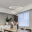Axyaa Black LED Ring Chandelier Ceiling Light, Modern Circular Pendant for Kitchen, Living, and Dining Rooms.