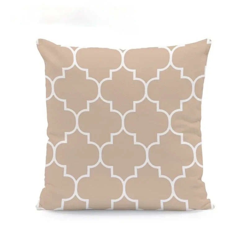 Axyaa Beige Geometric Lace Cushion Cover 45X45cm for Living Room Decor