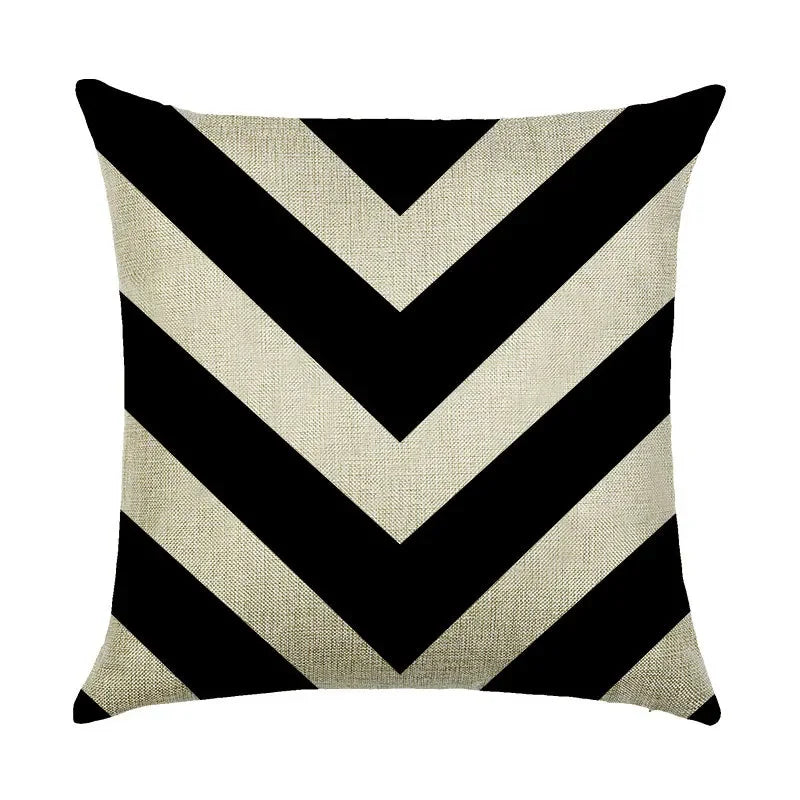 Axyaa Abstract Geometry Linen Pillowcase 45*45cm Square Home Sofa Decor Cover