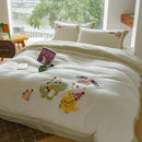 Axyaa Embroidered Fleece Winter Bedding Set for Cozy Warmth