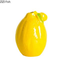 Axyaa Lemon Ceramic Vase with Artificial Flowers | Room Decorative Floral Arrangement