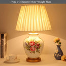 Axyaa Ceramic Flower Bird Table Lamp with Fabric Lampshade - LED Floor Light for Living Room and Bedroom