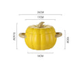 Axyaa Pumpkin Binaural Ceramic Soup Pot with Lid Large Noodle Bowl