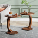 Mid-Century C-Shaped Wood End Table by Axyaa