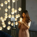 Axyaa Glass Crystal Staircase Chandelier - Luxury Living Room Ceiling Dining Indoor Lighting