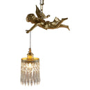 Axyaa Brass Angel Pendant Chandelier with Crystal Flower Wall Sconce Light