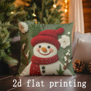 Axyaa Christmas Snowman Deer Pillow Cover for Sofa, Bedroom, Car - Rectangular Back Cushion