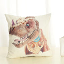 Axyaa Dinosaur Print Cotton Linen Pillowcase for Home Decor