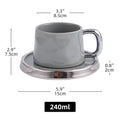 Axyaa Silver-Rimmed Ceramic Cup and Saucer Set - Luxury Water Cup, Flower Cup