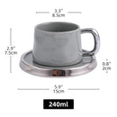 Axyaa Silver-Rimmed Ceramic Cup and Saucer Set - Luxury Water Cup, Flower Cup