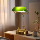 Axyaa Green Glass Table Lamp - Retro Iron Art LED Desk Light for Home and Office