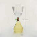 Axyaa Nordic Ripple Glass Goblet, 240ml, Fruit Green Apple Yellow Amber Pear Base