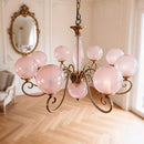 Axyaa French Retro American Style Pink Glass Ball Pendant Light for Living Room and Master Bedroom