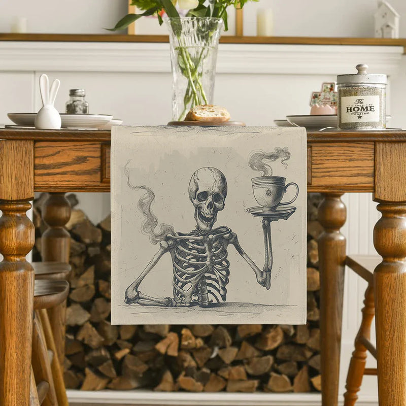 Axyaa Halloween Skull Table Runner for Kitchen Dining Decor