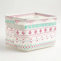 Axyaa Quilted Storage Basket: Korean Style Flower Cotton Desktop Box, Home Organizer