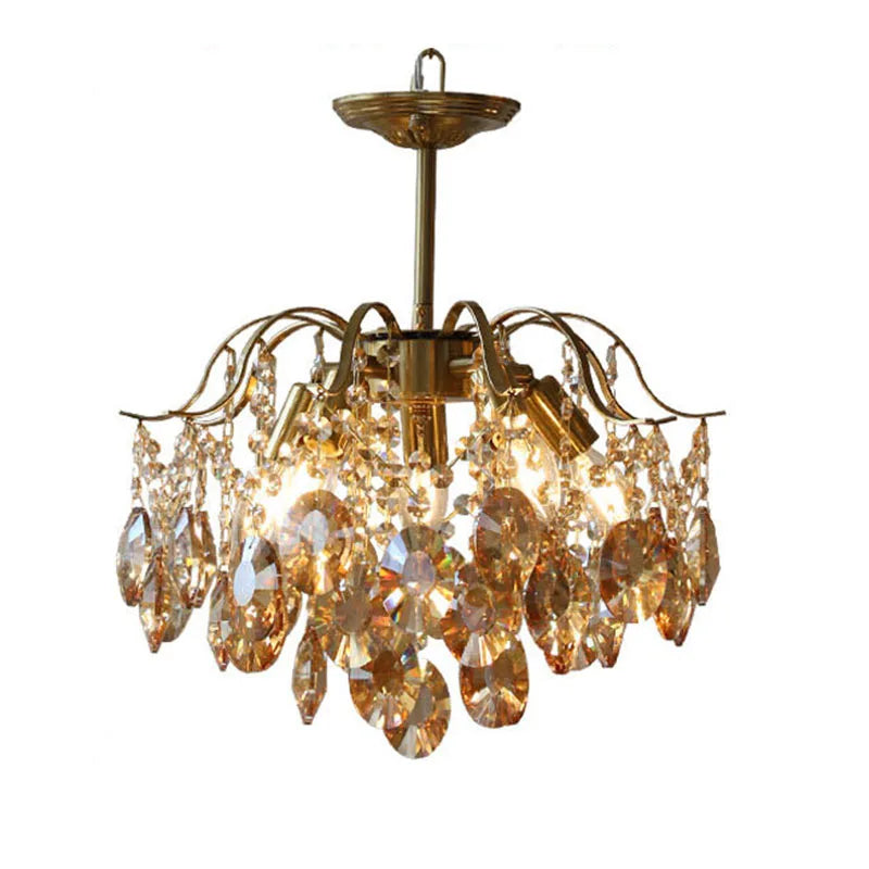 Axyaa Retro Crystal Chandelier Amber Pendant Light for Luxury Home Decor