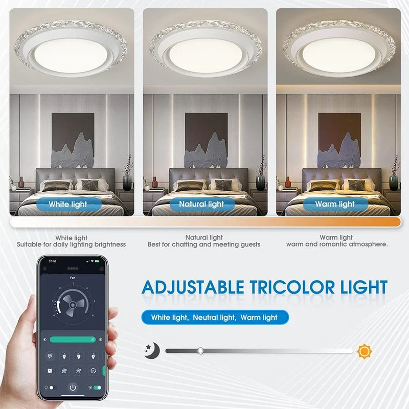 Axyaa Bladeless Ceiling Fan Light Remote Dimmable Bedroom Circulator