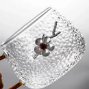 Axyaa Clear Glass Tea Cups with Yellow Handle and Tin Flower Decoration
