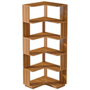 Axyaa 6 Tier Industrial Corner Bookshelf, 64.96" Tall Wood Grain Shelf with Anti-Drop Panel