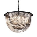 Axyaa Black Glass Pendant Crystal Chandelier for Home, Hotel, Bar, and Restaurant