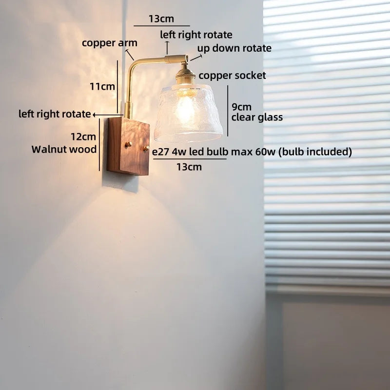 Axyaa Clear Glass LED Wall Light Fixture for Modern Nordic Design