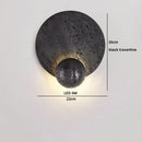 Axyaa LED Wall Light Pull Chain Switch Black Travertine Wall Decor