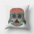Axyaa Retro Cityscape Gramophone Guitar Drum Camera Print Cushion Cover