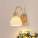 Axyaa Nordic LED Wall Sconce Pull Chain Switch Wood Canopy Bedside Lamp