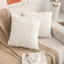 Axyaa Snowflake Velvet White Pillowcase for Sofa, Plush Living Room Cushion Cover