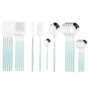 Axyaa 24Pcs Green Gold Stainless Steel Dinnerware Set Cutlery Tableware Silverware